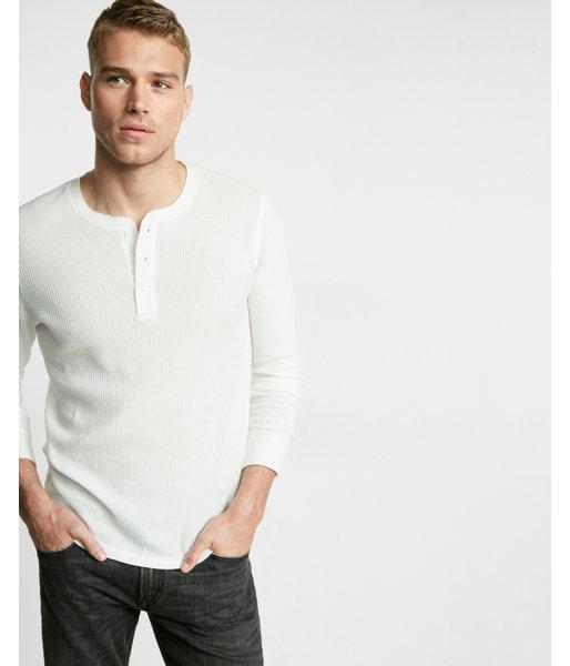 Express Waffle Knit Contrast Trim Henley