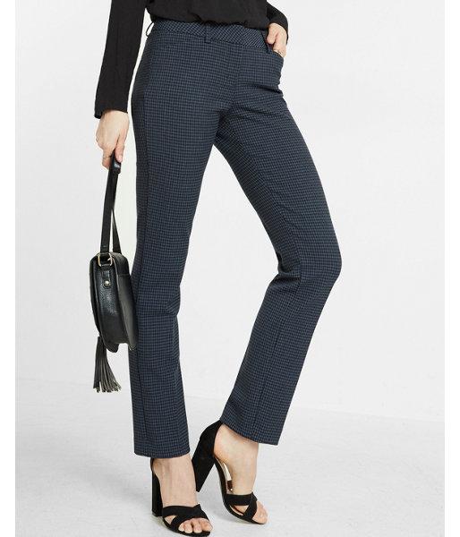 Express Womens Low Rise Mini Check Slim Leg Editor Pant