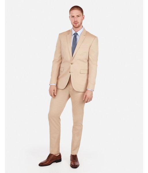 Express Mens Extra Slim Cotton Khaki Oxford Stretch