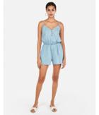 Express Womens Denim Button Front Romper