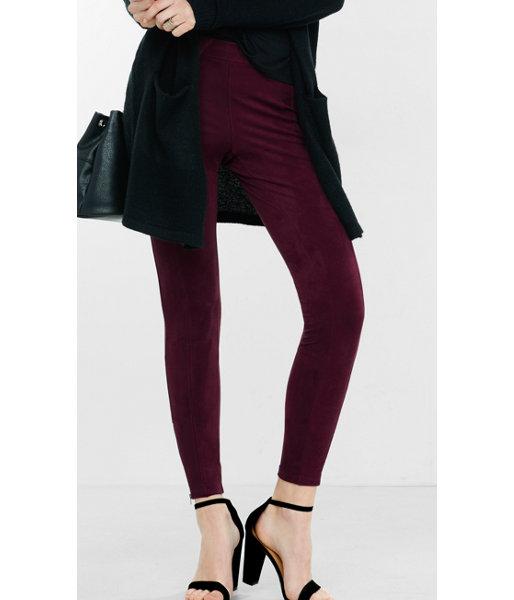 Express Women's Leggings Plum Seamed Faux
