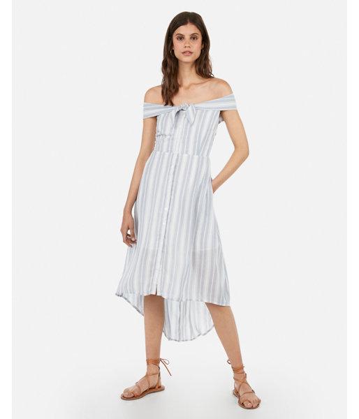 Express Womens Multi-striped Off The Shoulder Tie Front