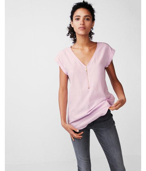 Express Womens Petite Zip Front Gramercy Tee