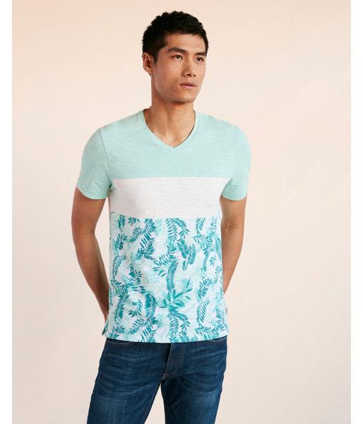 Express Mens Color Block Floral V-neck Tee