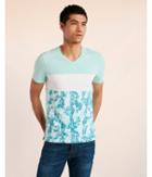Express Mens Color Block Floral V-neck Tee