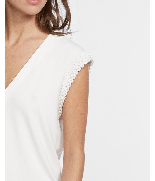 Express Crochet Trim Banded Hem V-neck Top
