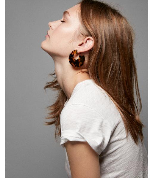 Express Womens Tortoiseshell Flat Hoop Earrings