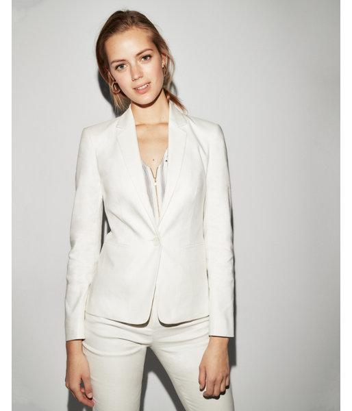 Express Womens Linen-blend One Button Blazer