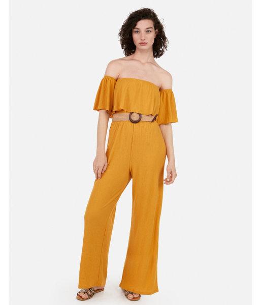 Express Womens Off The Shoulder Flounce Jumpsuit