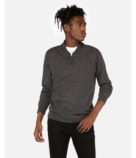 Express Mens Mock Neck Baseball Henley