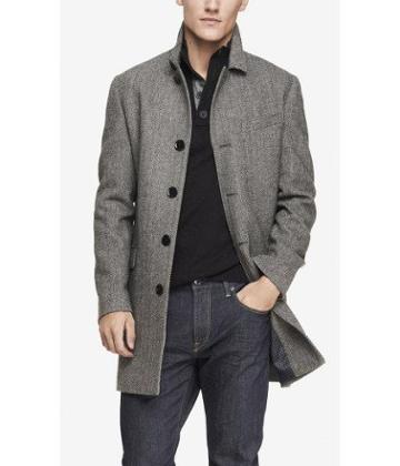 Express Wool Blend Herringbone Topcoat