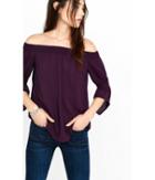Express Women's Tops Dark Berry Smocked Off The Shoulder Blouse