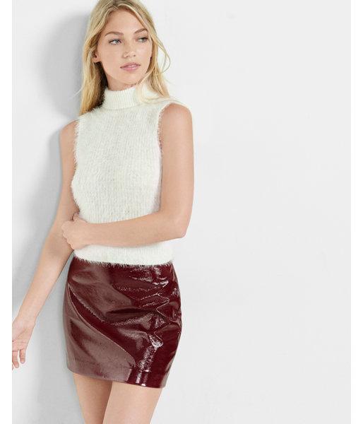Express Womens Fuzzy Sleeveless Turtleneck