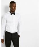 Express Mens White Cotton Pleated Tuxedo