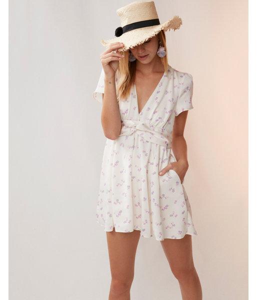 Express Womens Floral Satin Twist Waist Romper