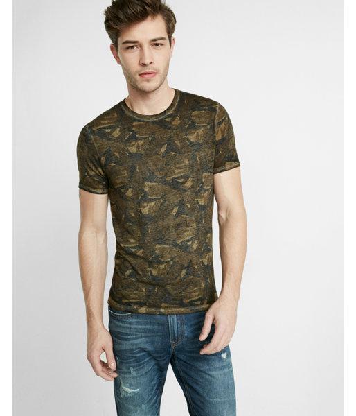 Express Mens Jersey Camo Burnout Crew Neck Tee