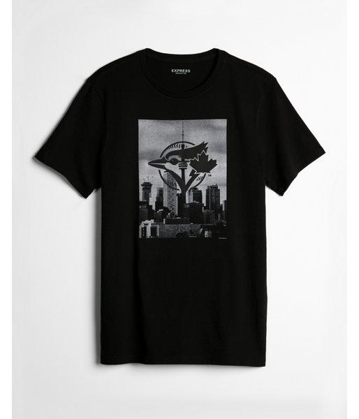 Express Mens Toronto Blue Jays Black Graphic Tee