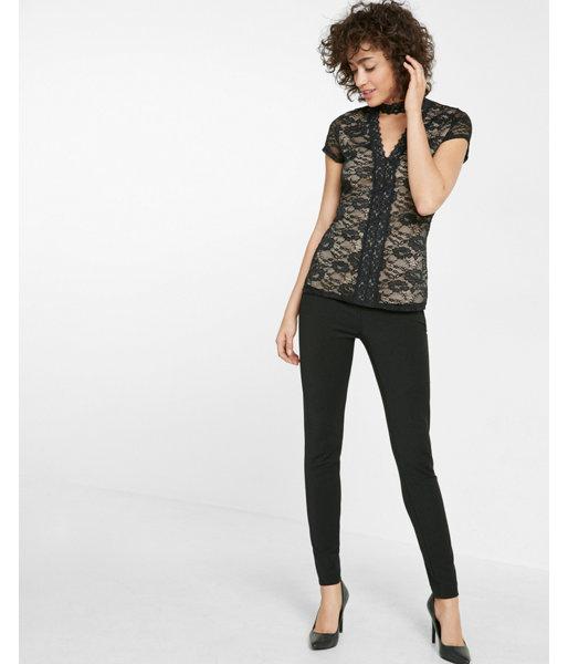 Express Womens Lace Cut-out Choker Tee