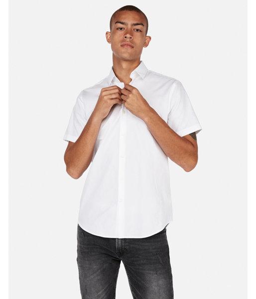 Express Mens Slim Chambray Short Sleeve Linen-blend Dress