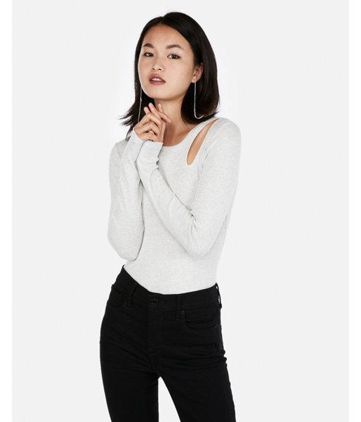Express Womens Express One Eleven Ribbed Cut-out Top