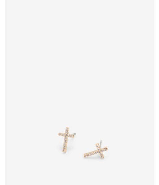 Express Womens Cubic Zirconia Cross Post Earrings