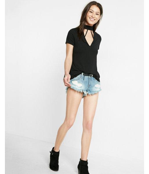 Express Womens Strappy Trapeze Choker Tee