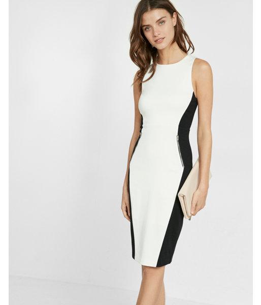 Express Womens Color Block Zip  Dress