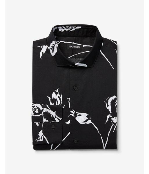 Express Mens Slim Large Floral Pattern Dress