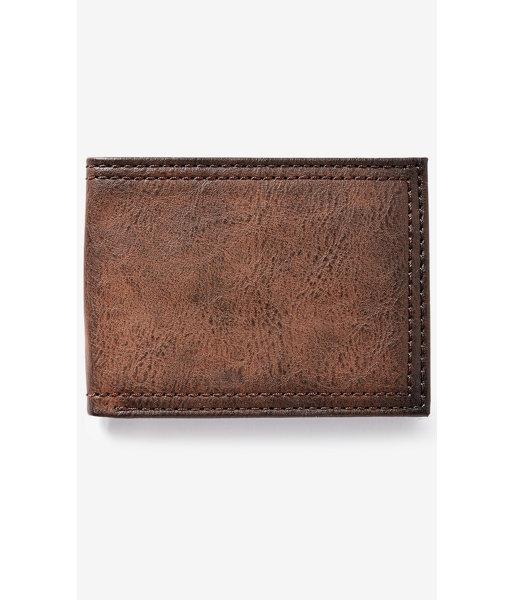 Express Men's Accessories Brown Distressed Bifold Wallet