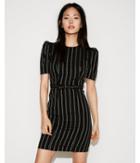 Express Womens Petite Striped Puff Shoulder  Dress
