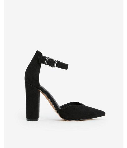 Express Womens Thick Heeled Pointed Toe Pumps