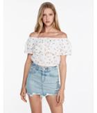 Express Womens Pineapple Tiered Crop Top