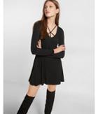 Express Strappy Long Sleeve Trapeze Dress