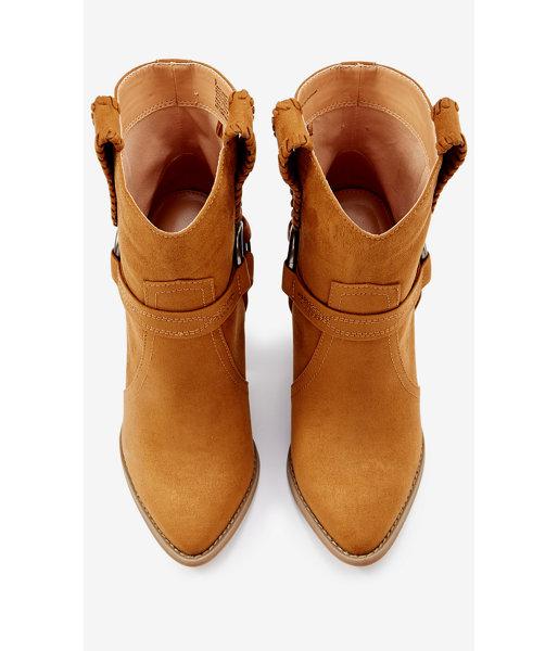 Express Women's Shoes Faux Suede Western Bootie