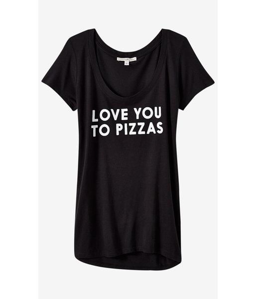 Express Women's Tees Black Express One Eleven Pizzas Graphic T-shirt