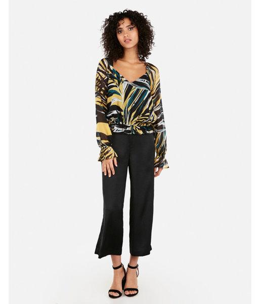 Express Womens Printed Chiffon Peplum Top