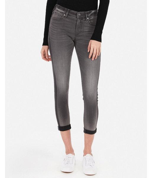 Express Womens Mid Rise Black Cropped Double Roll Jeggings