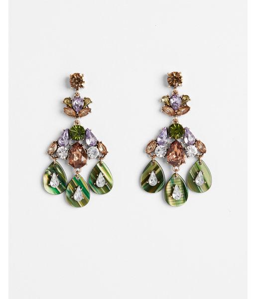Express Womens Mixed Stone And Resin Teardrop Earrings