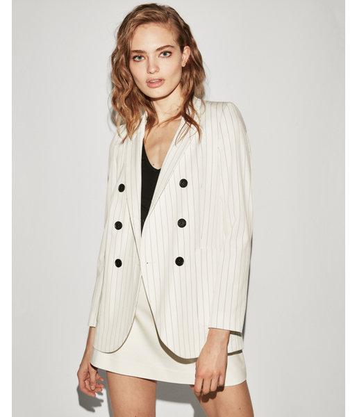 Express Womens Pinstripe Faux Double Breasted Blazer