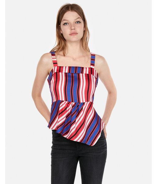 Express Womens Striped Asymmetrical Hem Tank