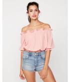 Express Womens Textured Off The Shoulder Cropped Top