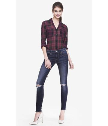 Express Express Destroyed Knee Mid Rise Jean