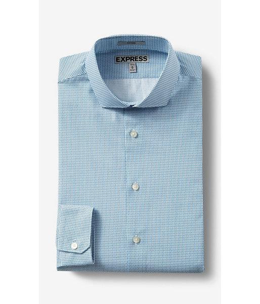 Express Men's Shirts Tall Modern Fit Micro Basket Weave Print