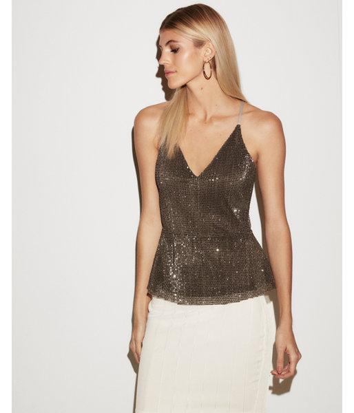 Express Womens Sequin Peplum Cami