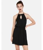 Express Womens Gathered Halter Neck Fit And Flare Dress