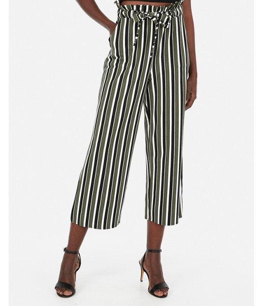 Express Womens High Waisted Paperbag Waist Cropped Wide