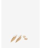 Express Womens Set Of Two Metal Leaves Earrings