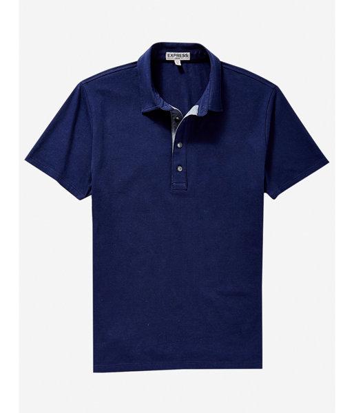Express Mens Chambray Placket Moisture-wicking Polo
