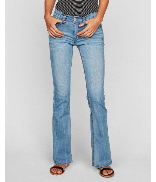 Express Womens Mid Rise Thick Stitch Stretch Bootcut Jeans