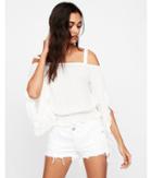 Express Womens Solid Off The Shoulder Ruffle